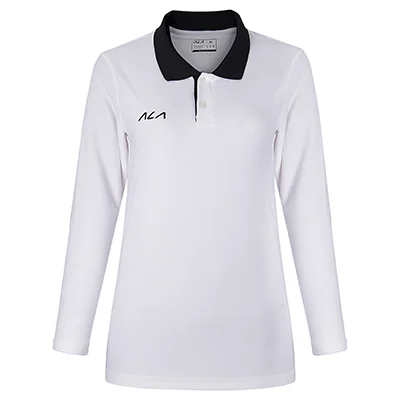 پولوشرت ورزشی زنانه آستین بلند اعلا ALA315-002 | سفید/مشکی