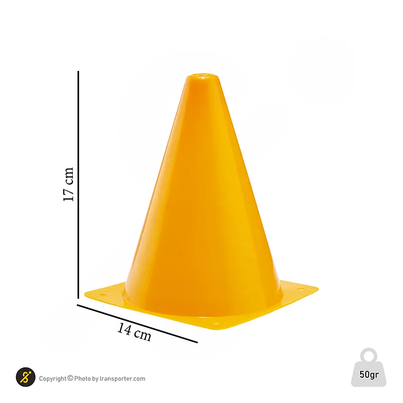 مانع تمرین فوتبال مخروطی 17 سانتیمتری ژله ای  بسته 10عددی