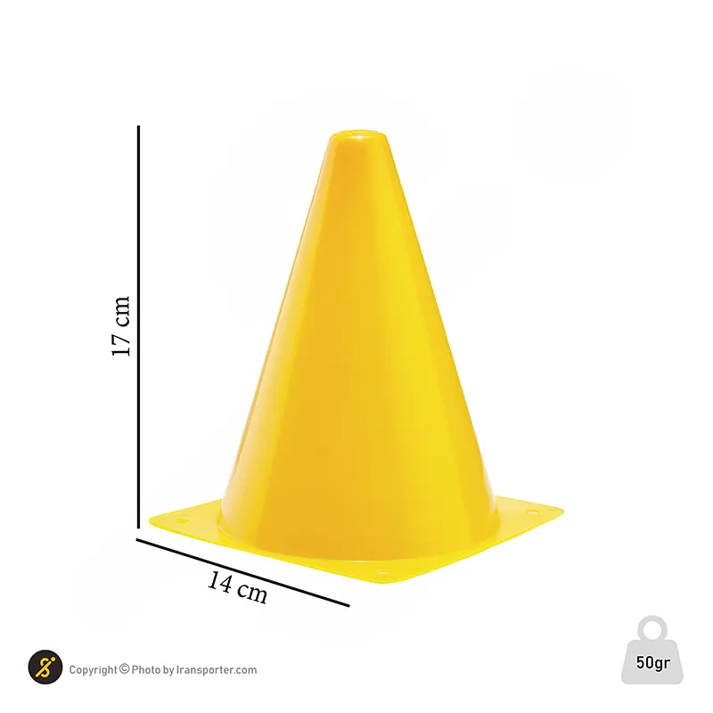 مانع تمرین فوتبال مخروطی 17 سانتیمتری ژله ای  بسته 10عددی
