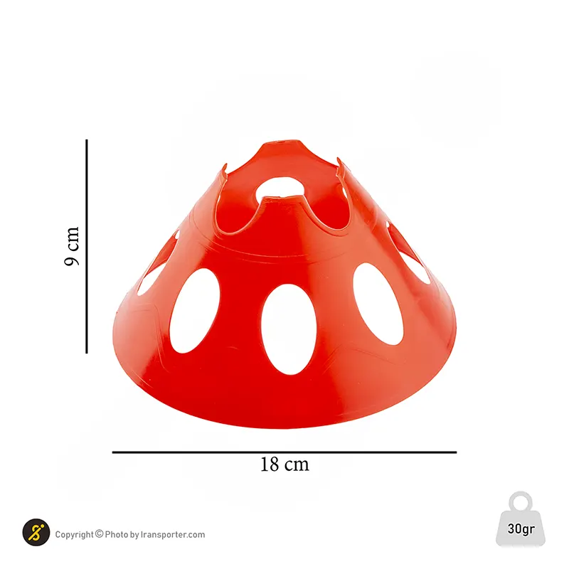 مانع تمرین فوتبال بشقابی سوراخ دار کنز ژله ای 9 سانتیمتری بسته 10 عددی