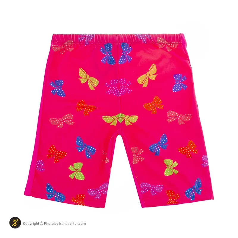 مایو شنا بچه گانه دخترانه دوتکه طرح دار AILH همراه با کلاه شنا A860-5