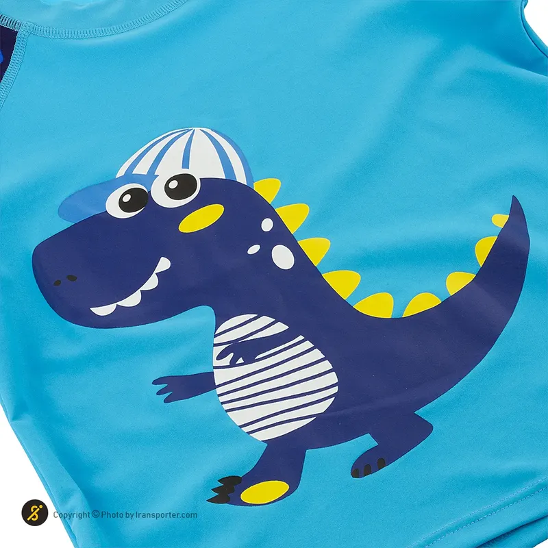 مایو شنا بچه گانه پسرانه دوتکه طرح دار BIAIDI همراه با کلاه شنا YY232