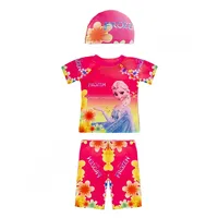 مایو شنا بچه گانه دخترانه دوتکه طرح دار AILH همراه با کلاه شنا A860-3