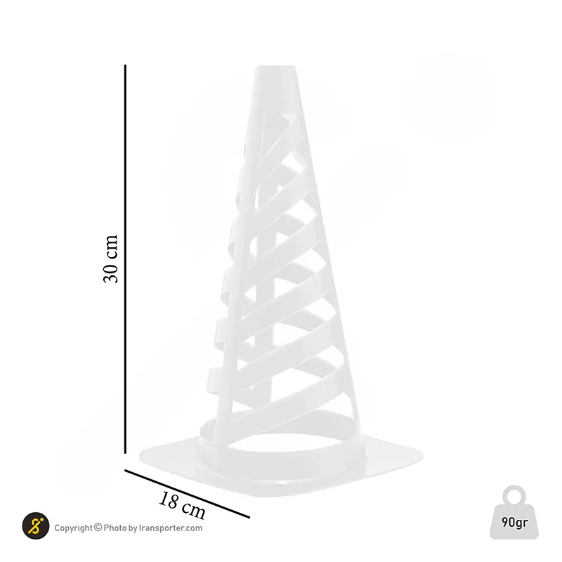 مانع تمرین فوتبال مخروطی 30 سانتیمتری شیاردار ژله ای بسته 10عددی