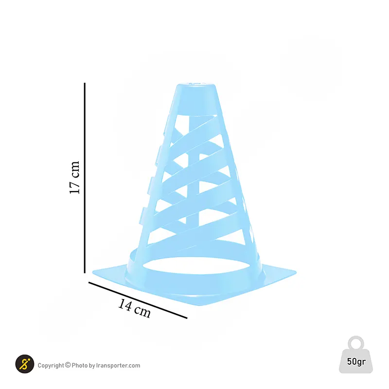 مانع تمرین فوتبال مخروطی 17 سانتیمتری شیاردار ژله ای بسته 10عددی