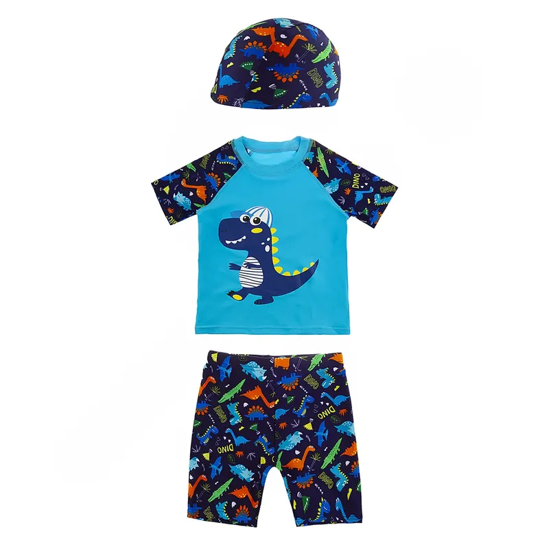 مایو شنا بچه گانه پسرانه دوتکه طرح دار BIAIDI همراه با کلاه شنا YY232