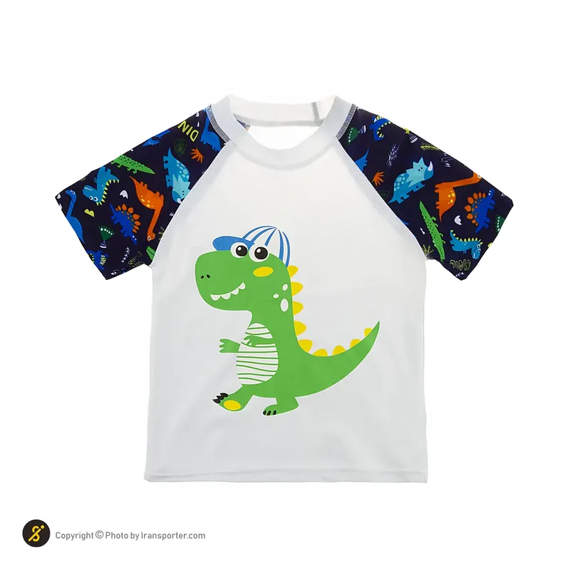 مایو شنا بچه گانه پسرانه دوتکه طرح دار BIAIDI همراه با کلاه شنا YY232