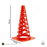 مانع تمرین فوتبال مخروطی 30 سانتیمتری شیاردار ژله ای بسته 10عددی