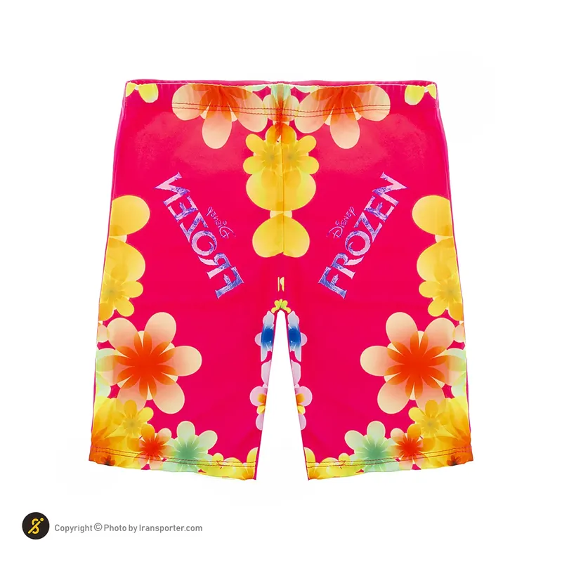 مایو شنا بچه گانه دخترانه دوتکه طرح دار AILH همراه با کلاه شنا A860-3