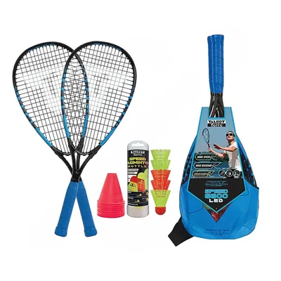 راکت بازی اسپیدمینتون تالبوت جفتی Speed 6600 LED همراه با توپ و مانع تمرین OLK