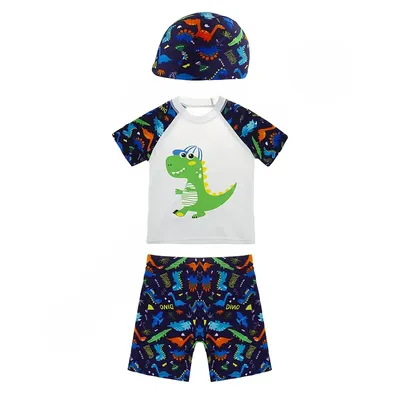 مایو شنا بچه گانه پسرانه دوتکه طرح دار BIAIDI همراه با کلاه شنا YY232