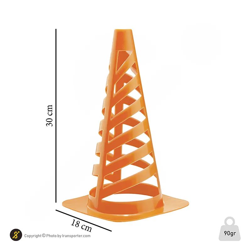 مانع تمرین فوتبال مخروطی 30 سانتیمتری شیاردار ژله ای بسته 10عددی