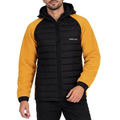 کاپشن ترکیبی کوهنوردی هیمالیا پلار الیاف کلاهدار 139CM | مشکی/زرد
