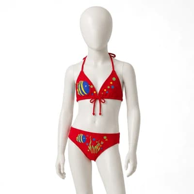 مایو شنا بچه گانه دخترانه دو تیکه lycra | قرمز