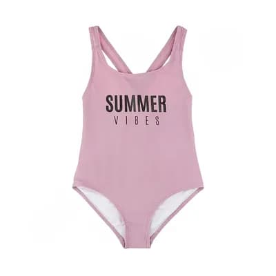 مایو شنا بچه گانه دخترانه یک تکه SUMMER VIBES HMK | بنفش